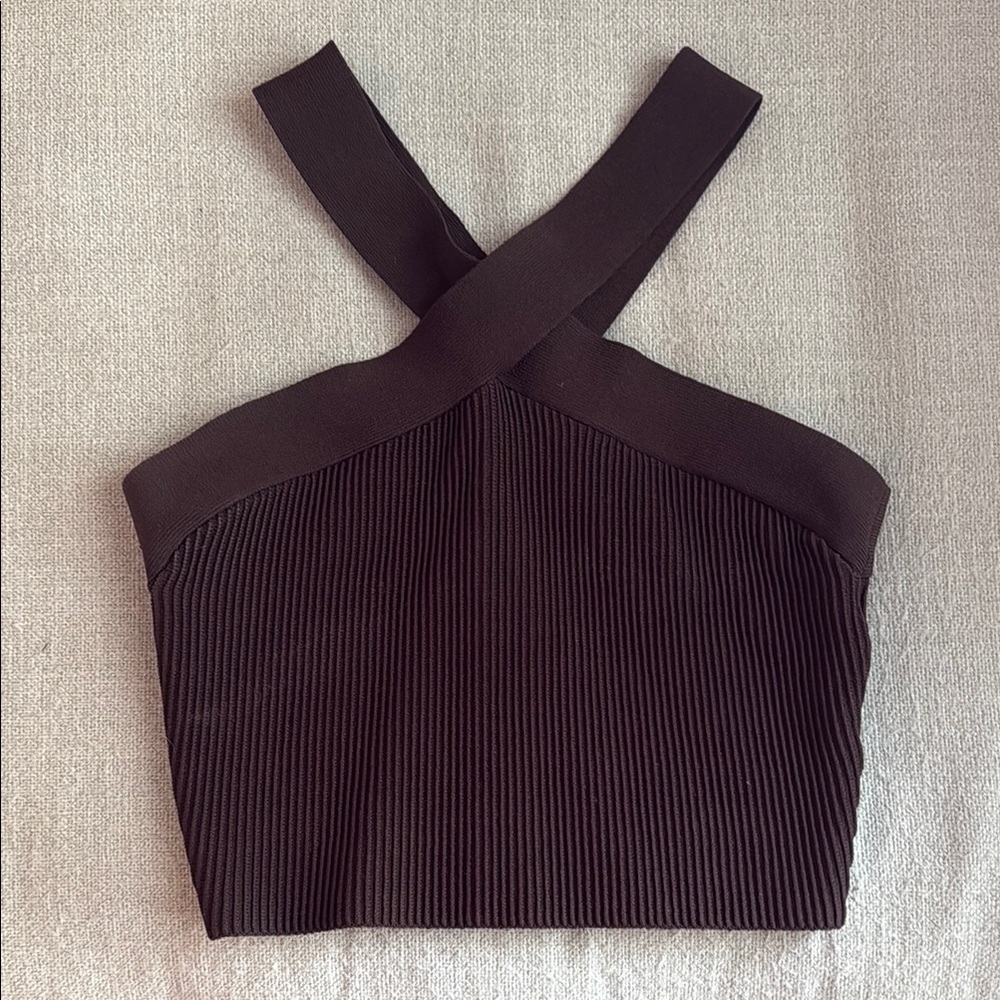 High Neck Ribbed Women's Crop Top